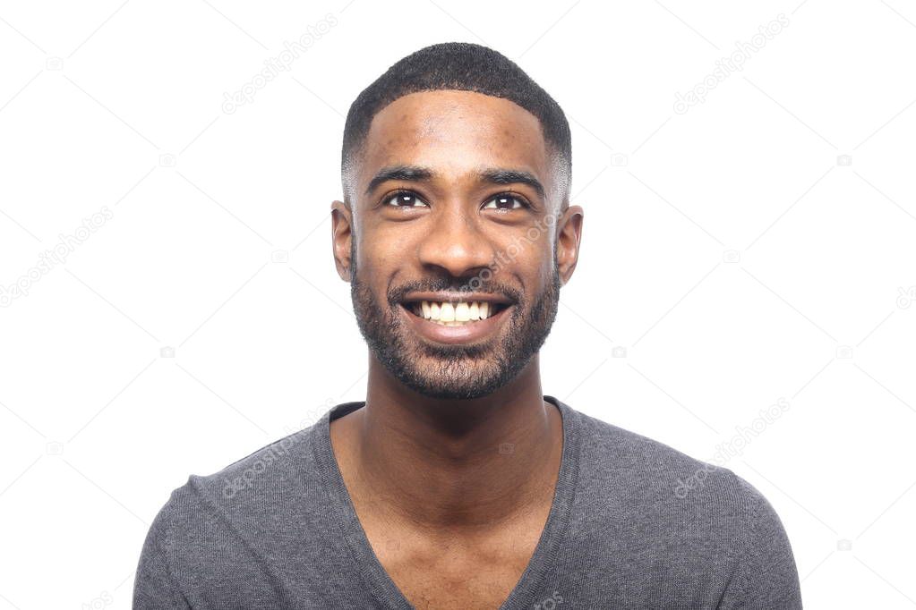 Smiling black man posing