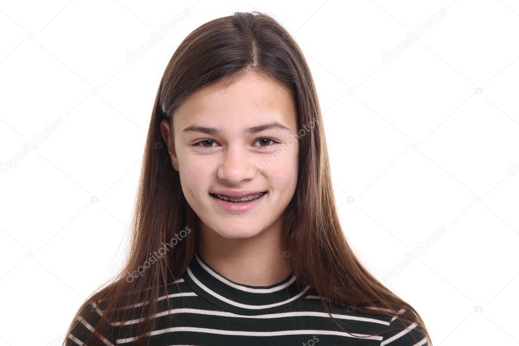 Beautiful caucasian teenage girl is smiling