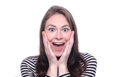 Güzel beyaz kız şaşırır