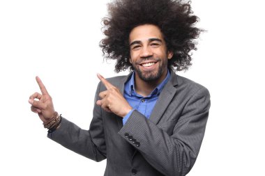 Mutlu siyah adam poz