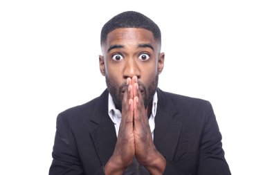 Sürpriz siyah işadamı poz