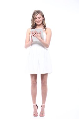 Beyaz kız tablet Pc kullanma