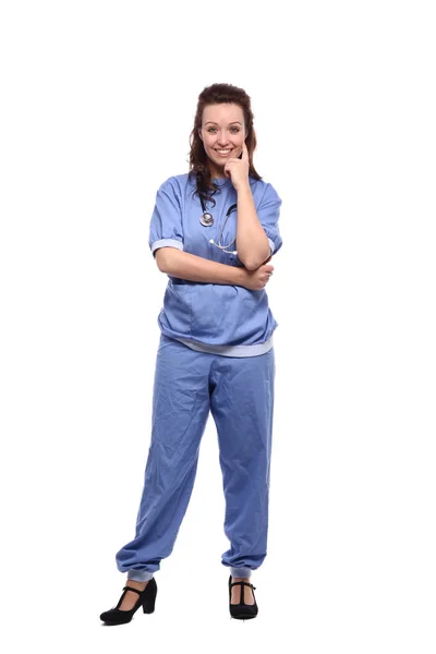 Médica Branca Uniforme Médico Com Estetoscópio — Fotografia de Stock