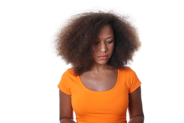 Mooie Afro Amerikaanse Vrouw Ernstig — Stockfoto