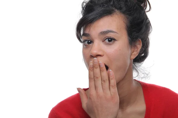 Mooie Afro Amerikaanse Vrouw Verbaasd — Stockfoto