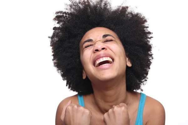 Krásná Afro American Žena Křičí — Stock fotografie