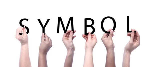 Mãos Segurando Letras Com Palavra Símbolo — Fotografia de Stock