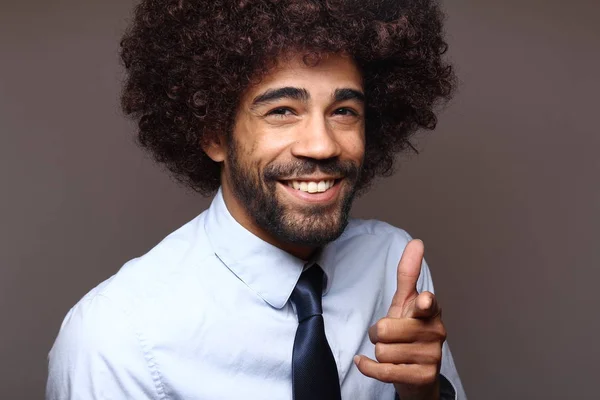 Happy black man in business suit