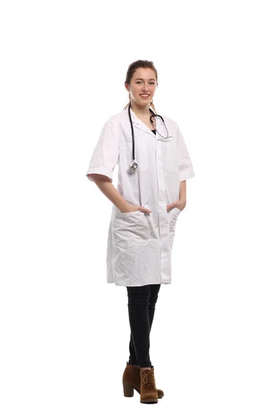 Doctora Caucásica Uniforme Médico Con Estetoscopio — Foto de Stock