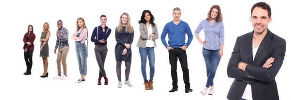 Conjunto Personas Multiétnicas Posando Sobre Fondo Blanco —  Fotos de Stock