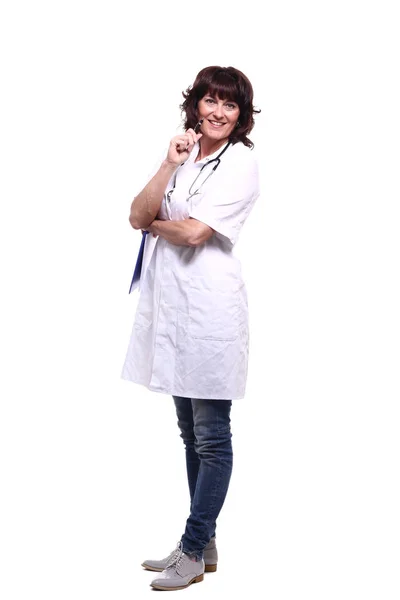 Felice Medico Femminile Con Stetoscopio Cartella — Foto Stock