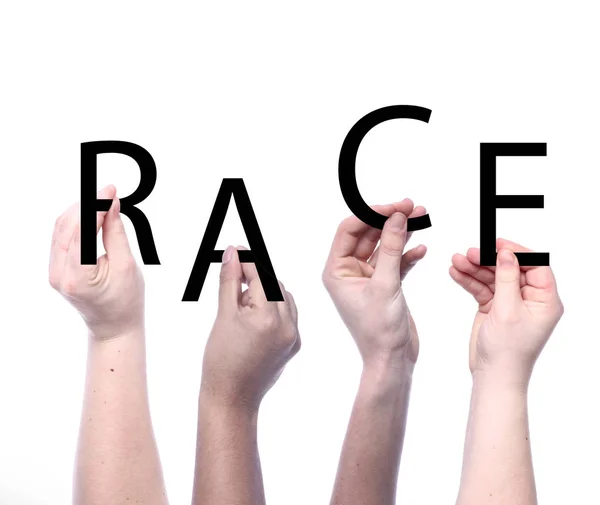 Hands Holding Letters Word Race — Stock Photo, Image