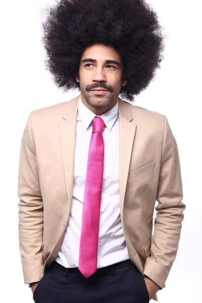 商业西装的快乐黑人男子 — 图库照片