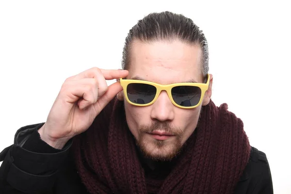 Caucasiano Homem Elegante Óculos — Fotografia de Stock