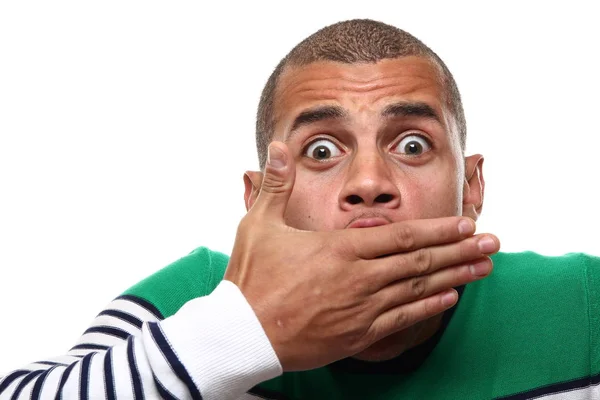 Surprised Black Man Posing — Stock Photo, Image