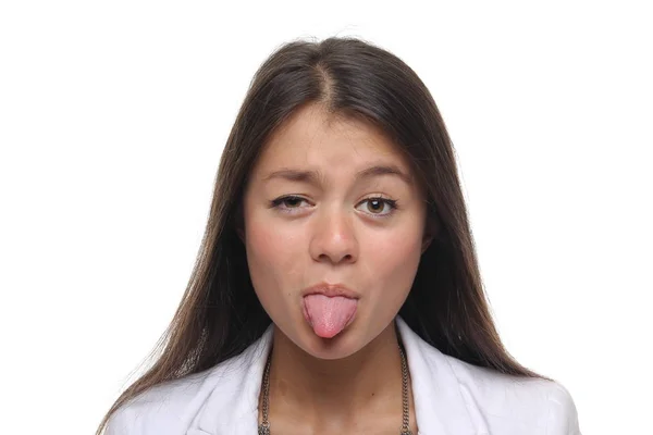 Young Asian Woman Showing Tongue — Stock Photo, Image