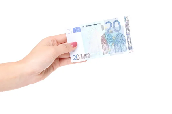 Une Femme Détient Billet Euros — Photo