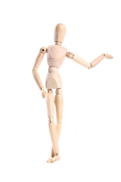 Wooden Human Toy Mannequin White Background — ストック写真