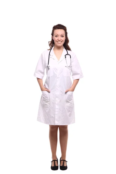 Medico Donna Caucasica Uniforme Medica Con Stetoscopio — Foto Stock