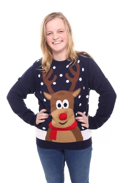 Mooi Meisje Kerst Kleding — Stockfoto