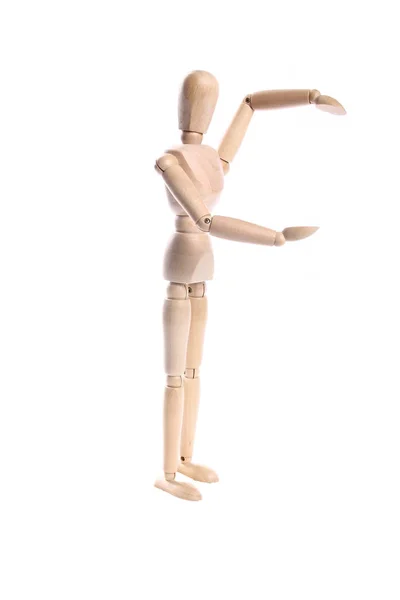 Wooden Human Toy Mannequin White Background — 스톡 사진
