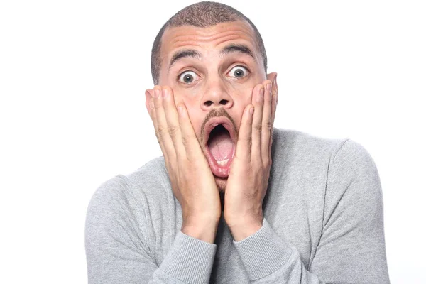 Surprised Black Man Posing — Stock Photo, Image