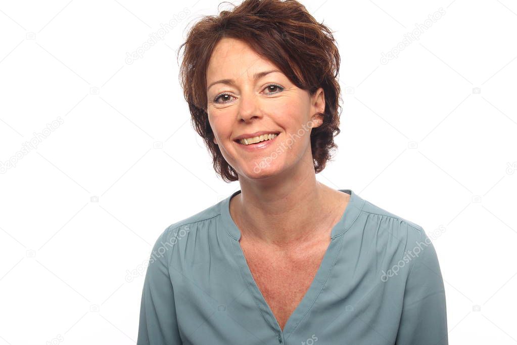 Happy adult woman smiling