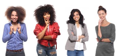 Beyaz arka planda ırklar arası kadın