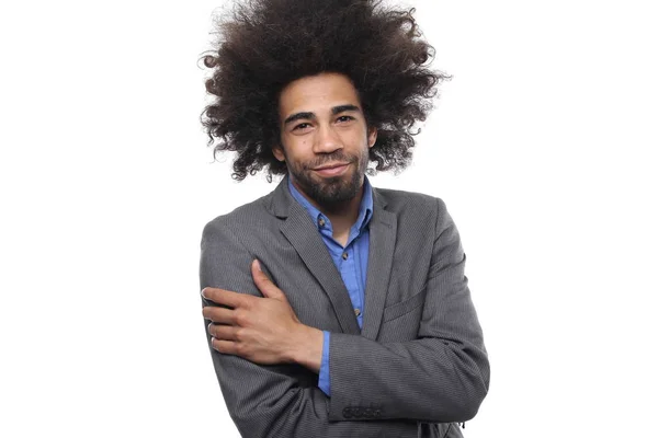 Feliz Preto Homem Posando — Fotografia de Stock