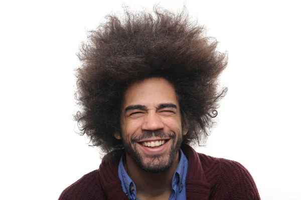 Feliz Hombre Negro Sobre Fondo Blanco — Foto de Stock