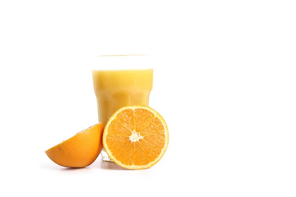 Pomerančová Šťáva Ovoce Bílém Pozadí — Stock fotografie