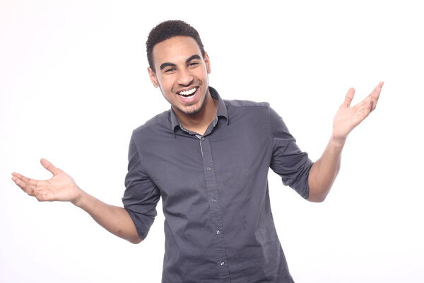 Smiling black man posing