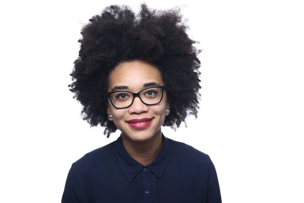 Hermosa Mujer Afro Americana Sonríe — Foto de Stock