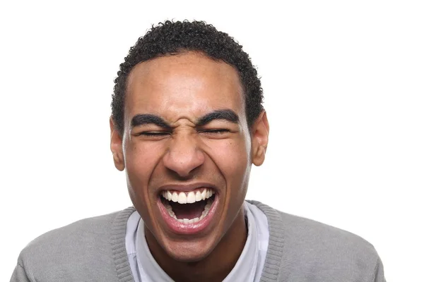 Screaming Black Man Posing — Stock Photo, Image