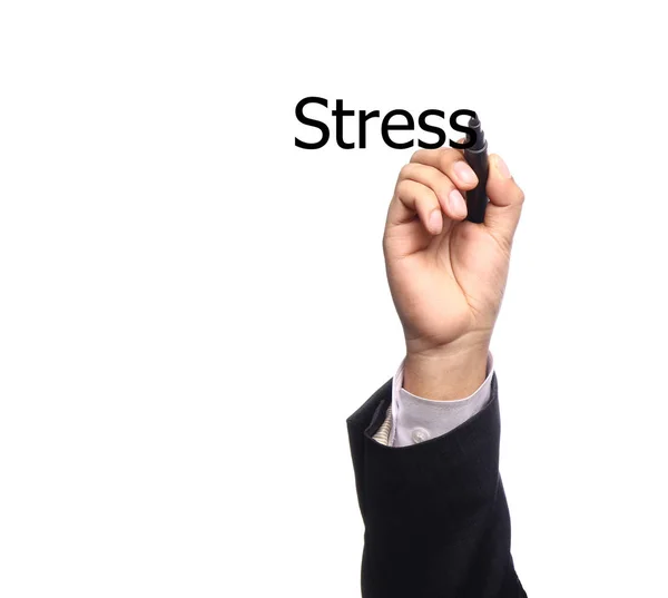 Male Hand Drawing Word Stress Marker — Stock Photo, Image