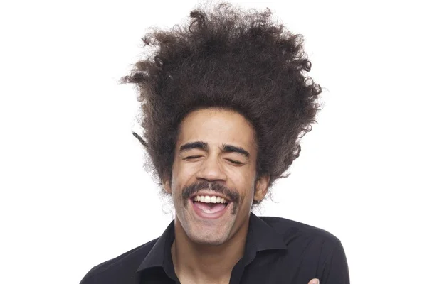 Beyaz Arka Plan Üzerinde Mutlu Siyah Adam — Stok fotoğraf