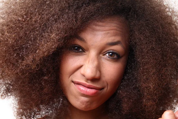 Mulher Afro Americana Bonita Está Insatisfeita — Fotografia de Stock
