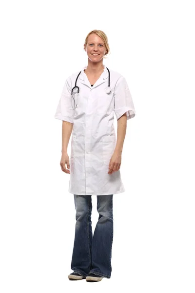 Femme Médecin Caucasienne Uniforme Médical Avec Stéthoscope — Photo