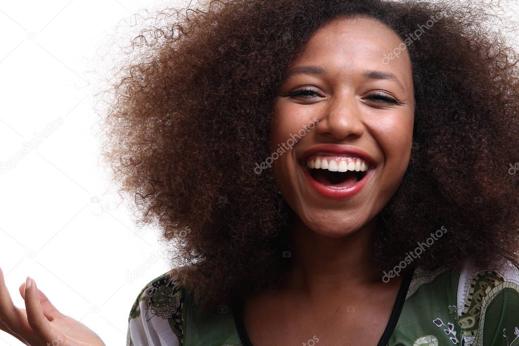 Beautiful afro-american woman is smiling