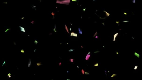 节日五彩纸屑的动画下降与阿尔法哑光 — 图库视频影像