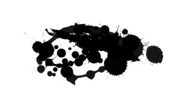 Beyaz arkaplanda siyah mürekkep damlaları