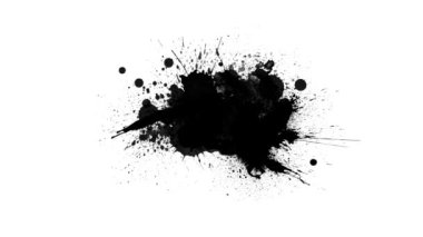 Beyaz arkaplanda siyah mürekkep damlaları