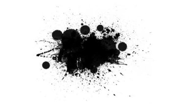 Beyaz arkaplanda siyah mürekkep damlaları