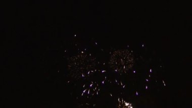 Gece gökyüzü üzerinde renkli havai fişek