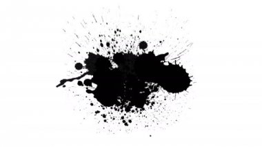 Beyaz arkaplanda siyah mürekkep damlaları