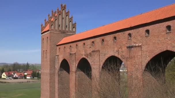 Gotische Burcht Van Teutoonse Ridders Marienwerder Kwidzyn — Stockvideo