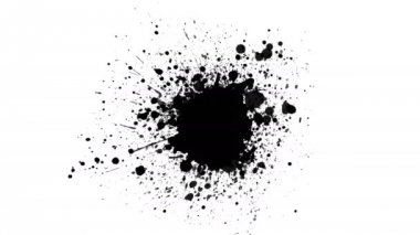 Beyaz arkaplanda siyah mürekkep damlaları