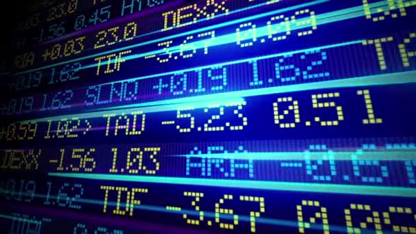 Beurs Ticker Digitale Gegevens Niet Echte Naam Van Bedrijven — Stockvideo