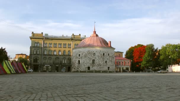 Ortaçağ Vyborg Kalesinin Kulesi Rusya — Stok video