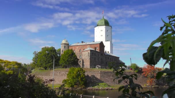Olafs Toren Kasteel Vyborg — Stockvideo